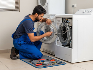 Drum alignment issues, spin cycle problems, and water leak repairs.